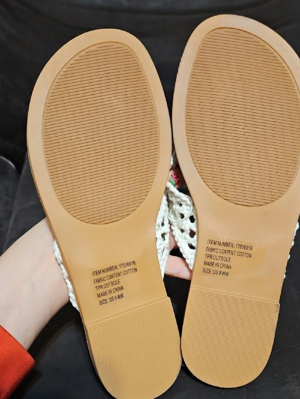 torrid White Crochet Thong Sandals with Tan Footbed